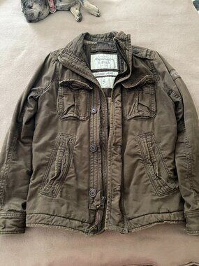 FANTASTIC Vintage Y2K Sawtooth Jacket Abercrombie & Fitch Men  Khaki Brown Small